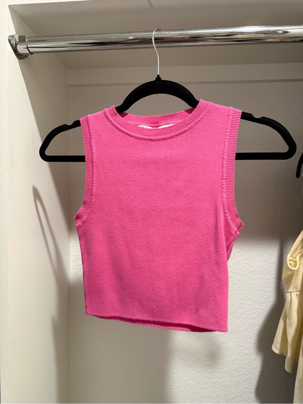 Zara Hot Pink Sleeveless Crop Knit Top